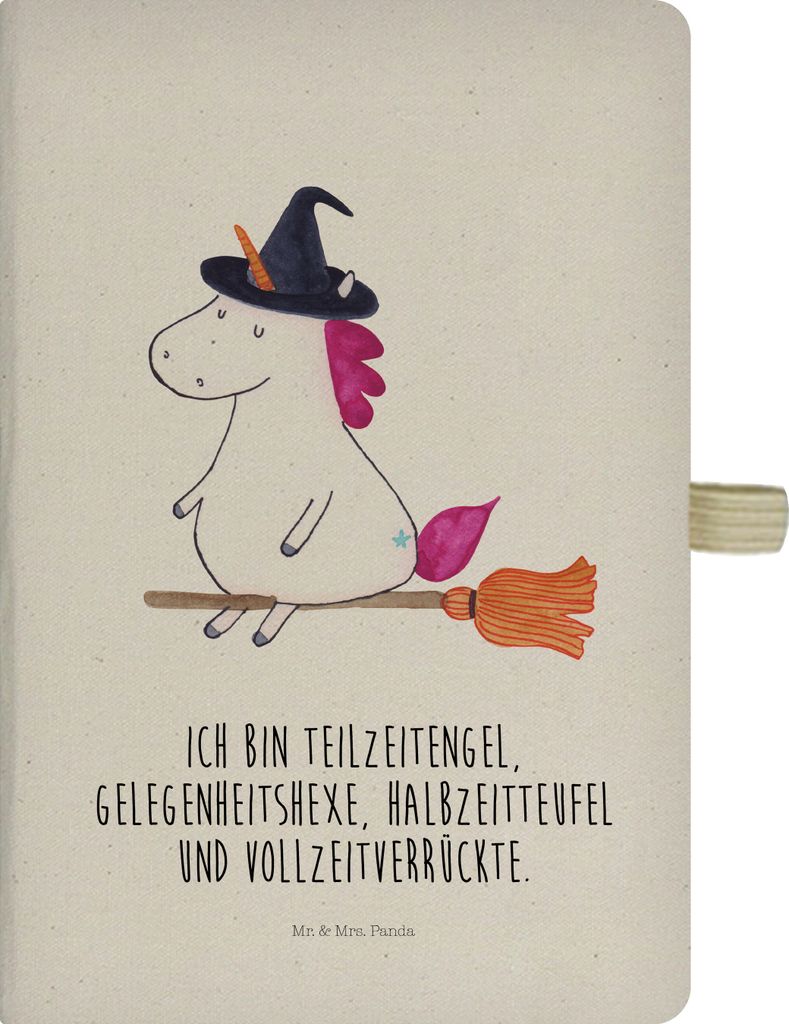 Mr. & Mrs. Panda Tagebuch Einhorn Hexe - Transparent - Geschenk, Teufel, Journal, Freundin, Unicorn, notizbuch, Reisetagebuch, Skizzenbuch, Einhör...