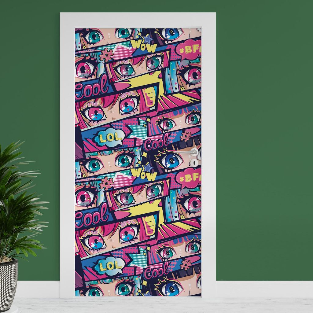 Türfolie "Manga Eyes" 90x200cm Türposter Deko Aufkleber Folie Tapete TF03-20