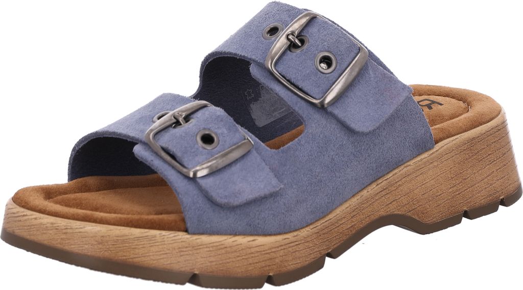 Rohde Damen Leder Pantoletten Clogs Schnalle Licata 6262, Größe:40 EU, Farbe:Blau