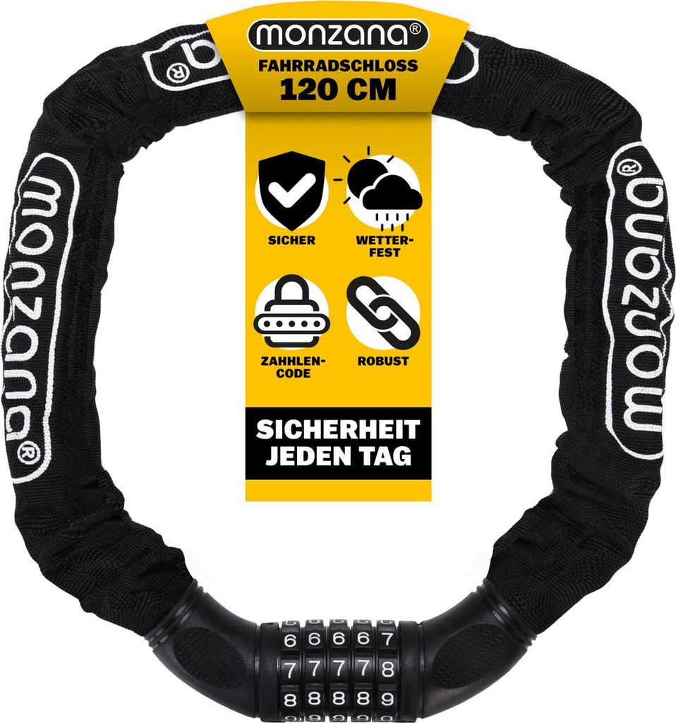 MONZANA® Fahrradschloss 120cm Zahlencode 6mm Produktbild 