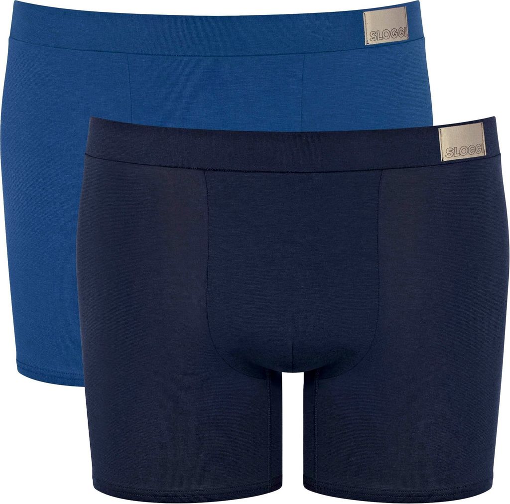 Sloggi Herren Shorts, 2er Pack - GO Natural Short C2P, Boxershorts, Baumwolle Stretch Blau 2XL