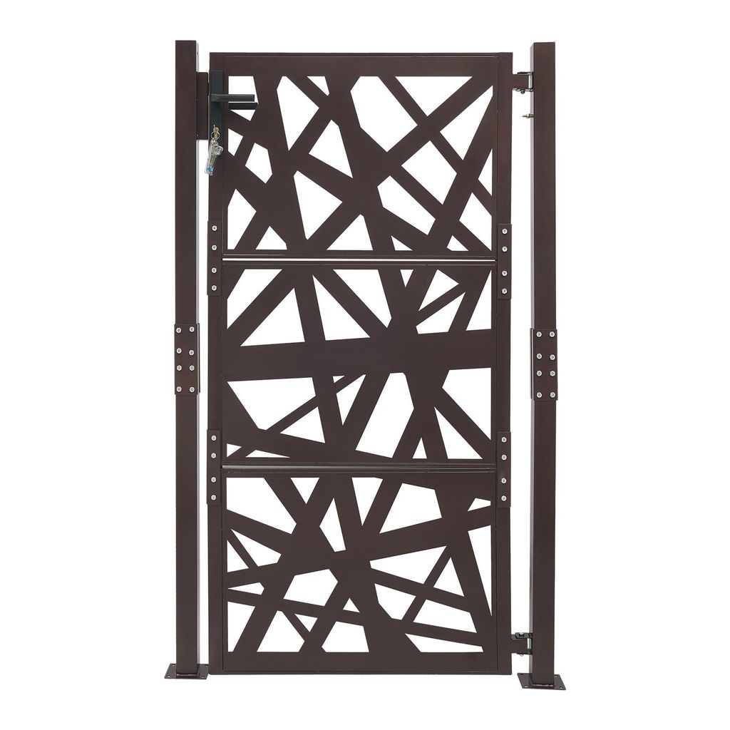 Gartentore 105*175cm Garteneingangstor Garten Metalltor Braun