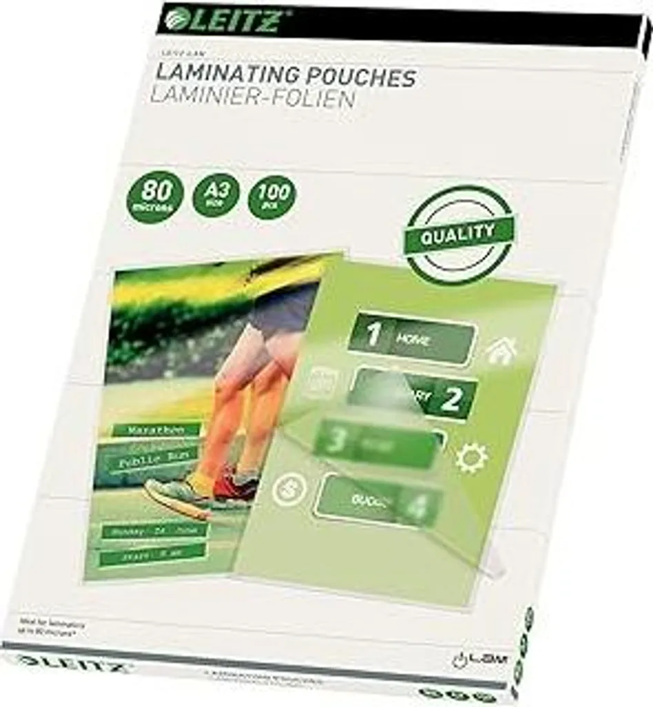 Pellicole Plastificatrici Leitz A3 80 mic | 100 Fogli Lucidi Trasparenti