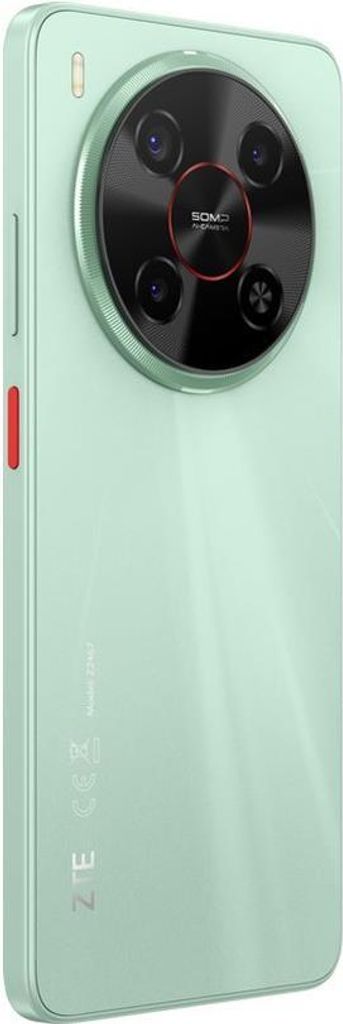 The back of a light green smartphone with a prominent circular camera module.