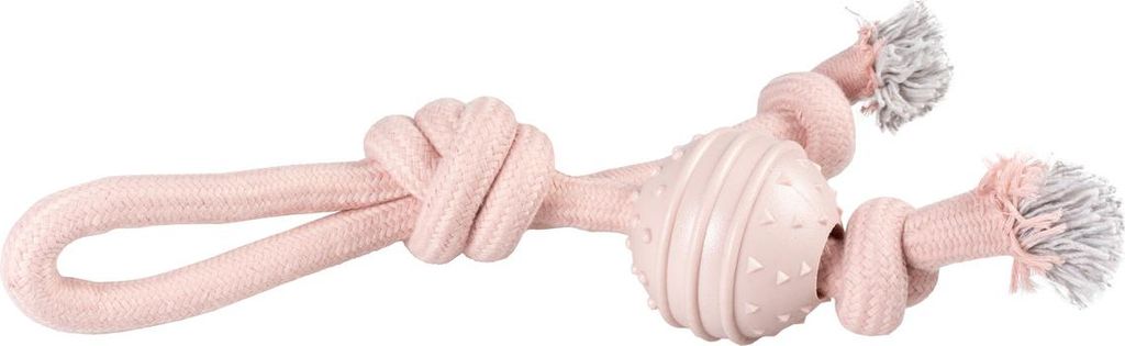 Duvo+ Hundespielzeug Seilschlaufe mit Knoten & Gummiball rosa