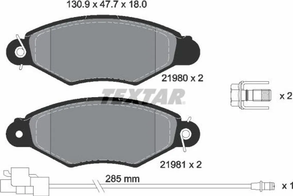 Plaquettes de frein Textar 2198009 pour Kangoo - Référence OE 7701209117