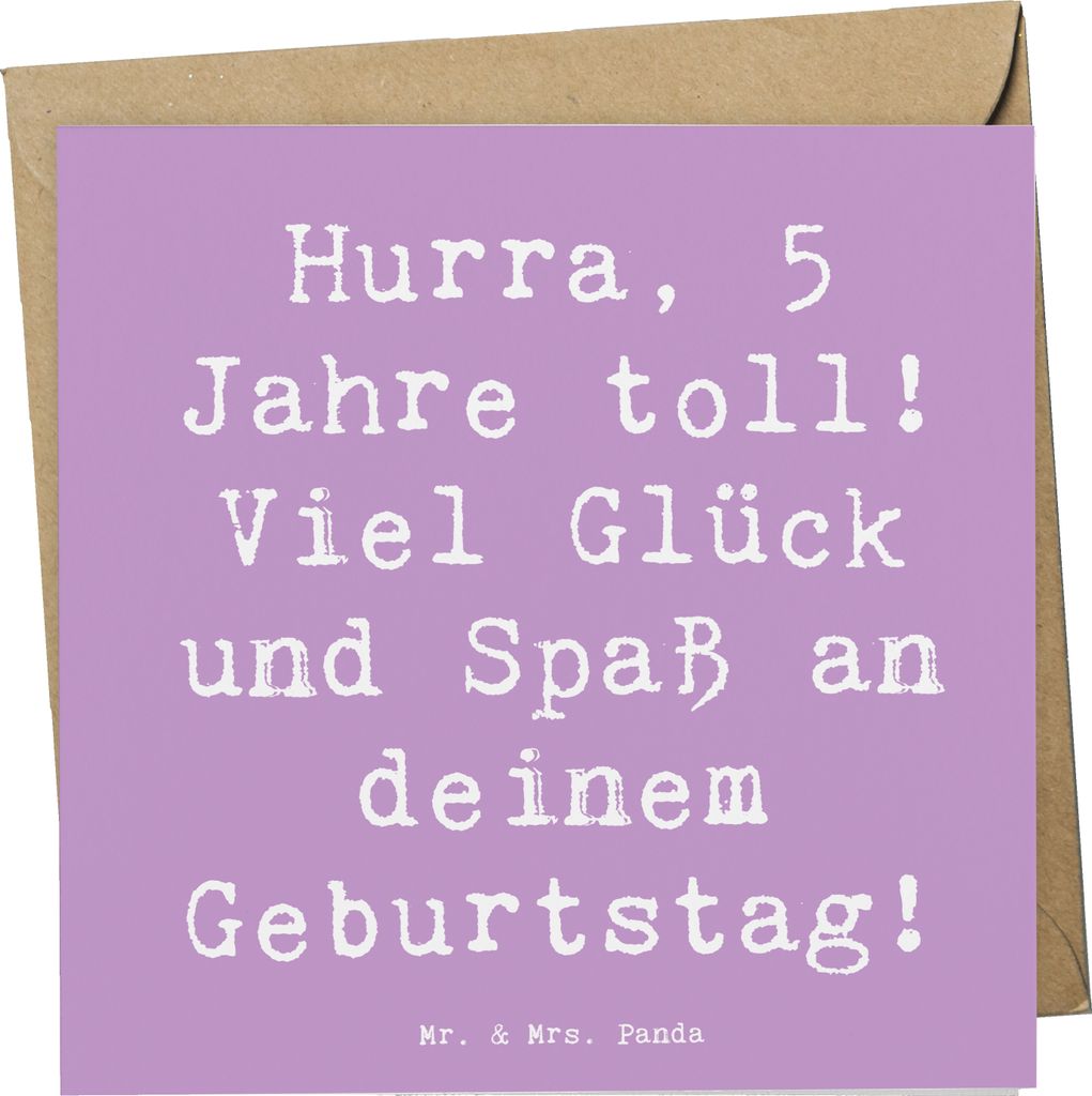 Mr. & Mrs. Panda Glückwunschkarte Spruch 5. Geburtstag Jubel - Lavendeltraum - Geschenk, 5 Jahre toll, Klappkarte, anlasskarte, Hurra, Grußkarte,...