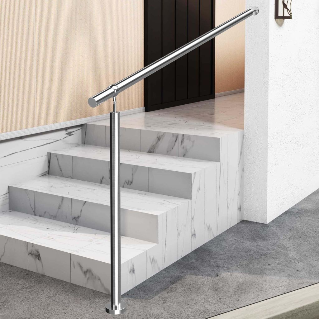 Eingangsgeländer 100 cm Silber, Edelstahl Handlauf Geländer, Wandhandlauf, Treppengeländer, Innen- Und Außenbereich Geeignet