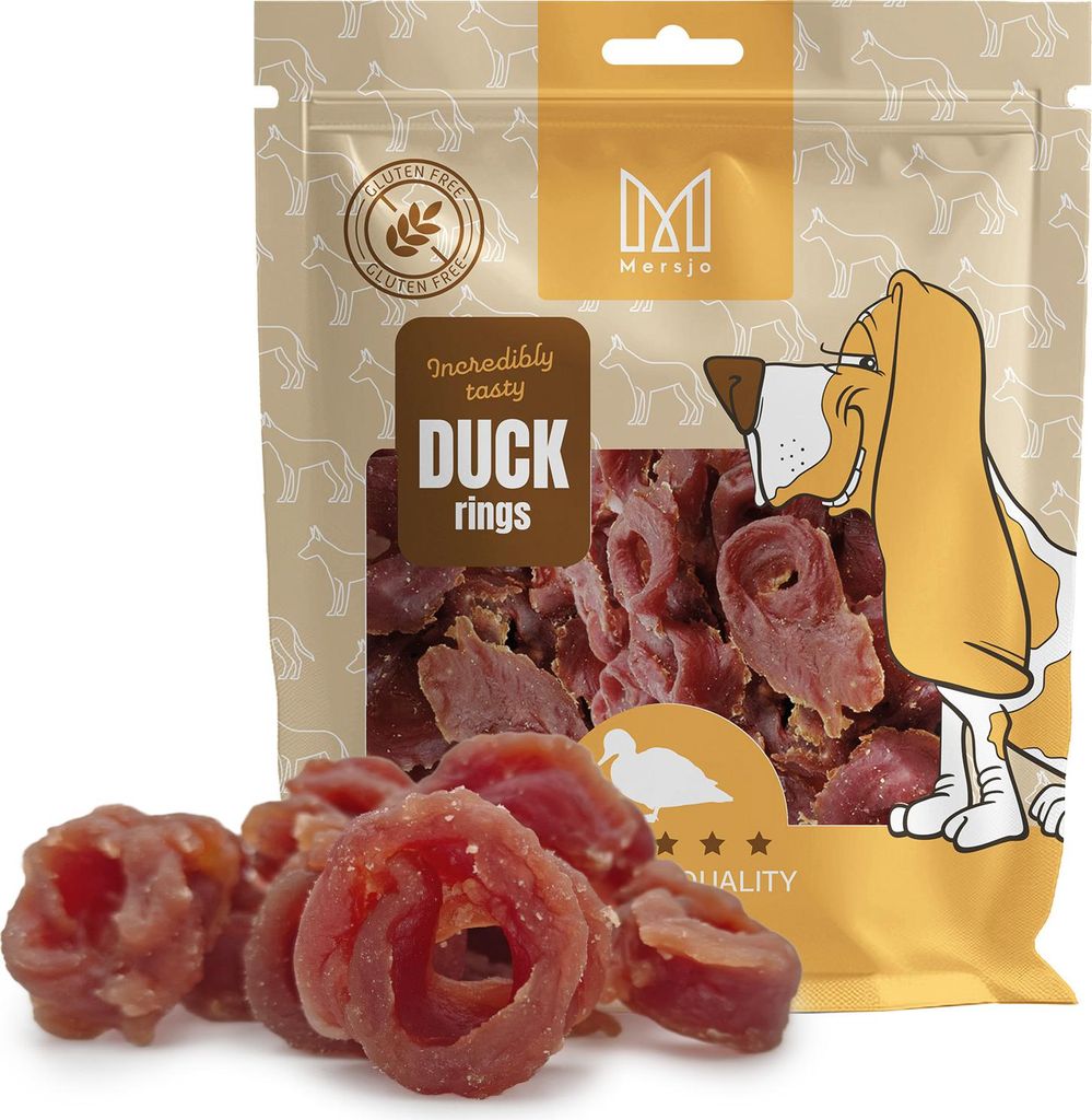 Hundeleckerli - Mersjo weiche getrocknete Entenringe 500g