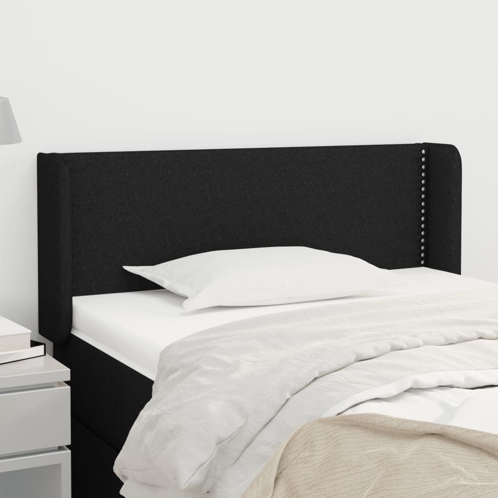"Rabatt" Bettkopfteil modern - Kopfteil für Bett - mit Ohren Schwarz 83x16x78/88 cm Stoff - Kopfteile CC4301