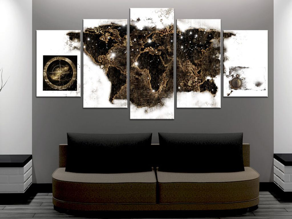 Akustikbild Weltkarte 200x100 cm Bilder Akustikschaum Hochleistungsschallabsorber Schallschutz Leinwand 5 tlg Wandbild Raumakustik Schalldämmung L...