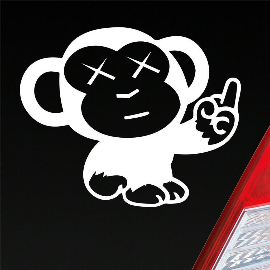 Auto Aufkleber Affe Mittelfinger Tier Motorrad Monkey Ape 10x12 cm Weiss Glanz Sticker Heckscheibenaufkleber