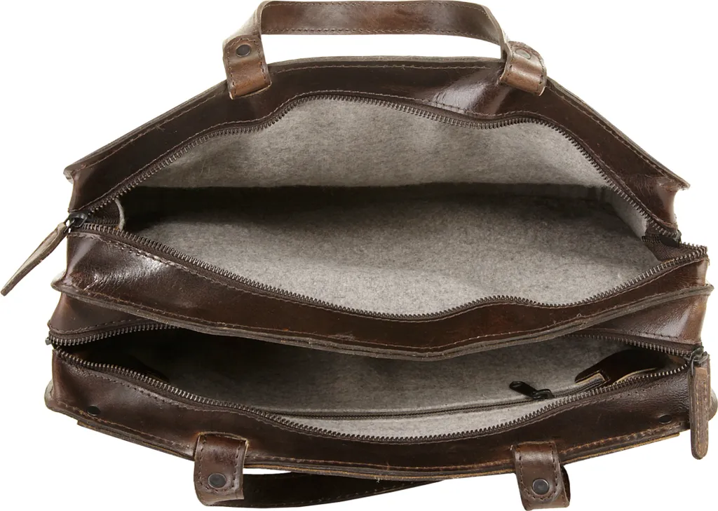 Mallette Cuir Double Compartiment Aberdeen Brown Marron Foncé de Qualité - 11