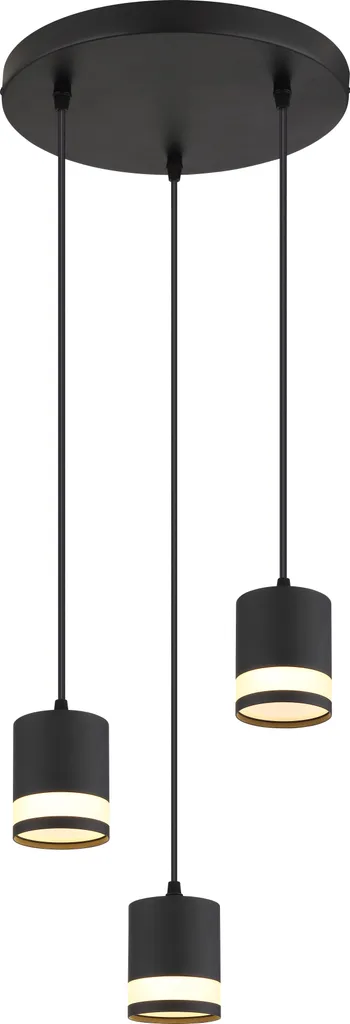 Suspension LED noire 3 flammes H 110 cm luminaire design moderne salon