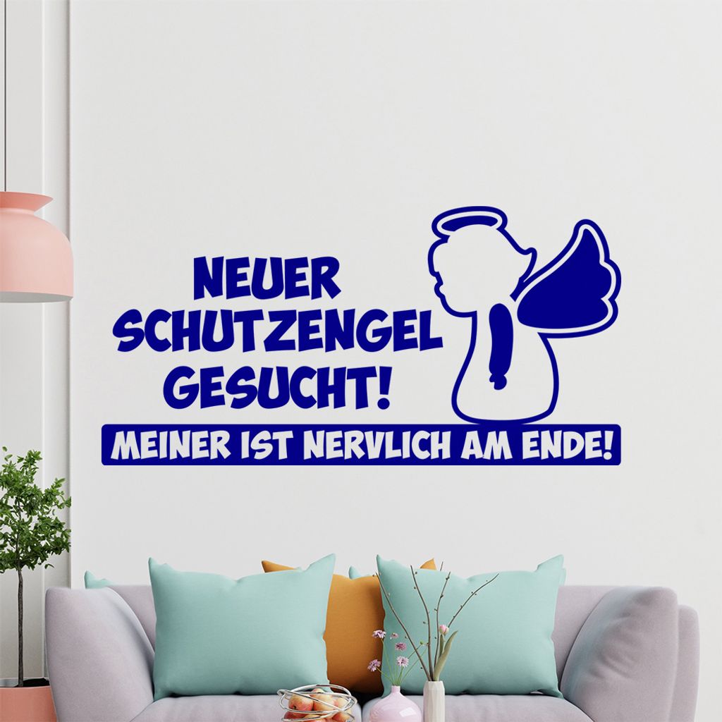 KIWISTAR Neuer Schutzengel gesucht! Meiner ist nervlich am Ende! - Glück Pech Schicksal Wandtattoo in 6 Größen - Wandaufkleber Wall Sticker - De...