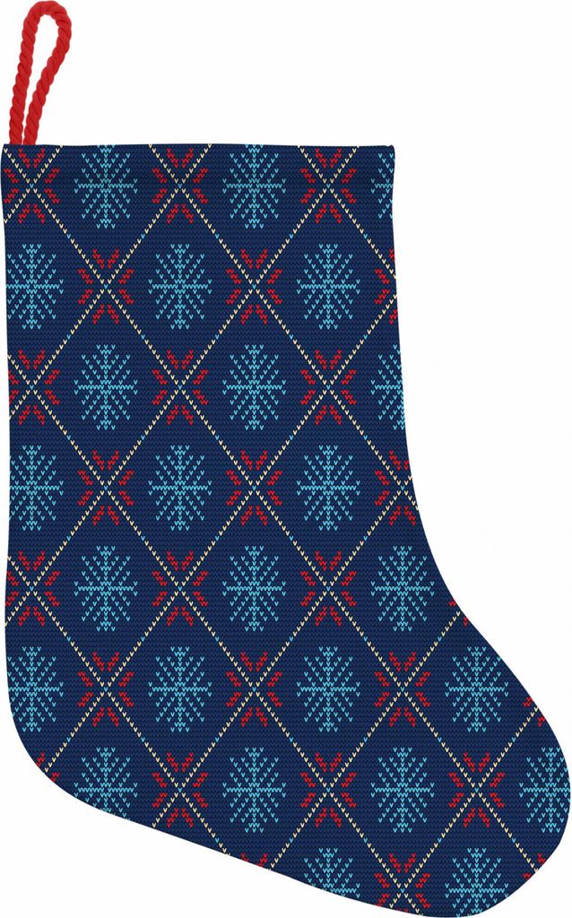 ABAKUHAUS nordisch Hängende Nikolausstiefel Weihnachtssocken, Vintage Schneeflockemotiven, Weihnachtsstrumpf zum Aufhängen, 35x50cm, Blau Beige S...