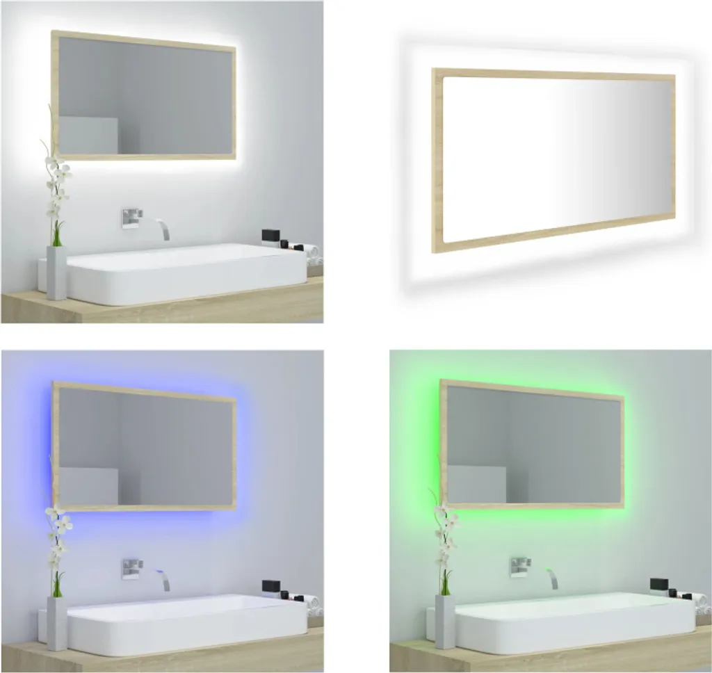 Offerta Specchio LED Bagno vidaXL 80cm Rovere Sonoma RGB