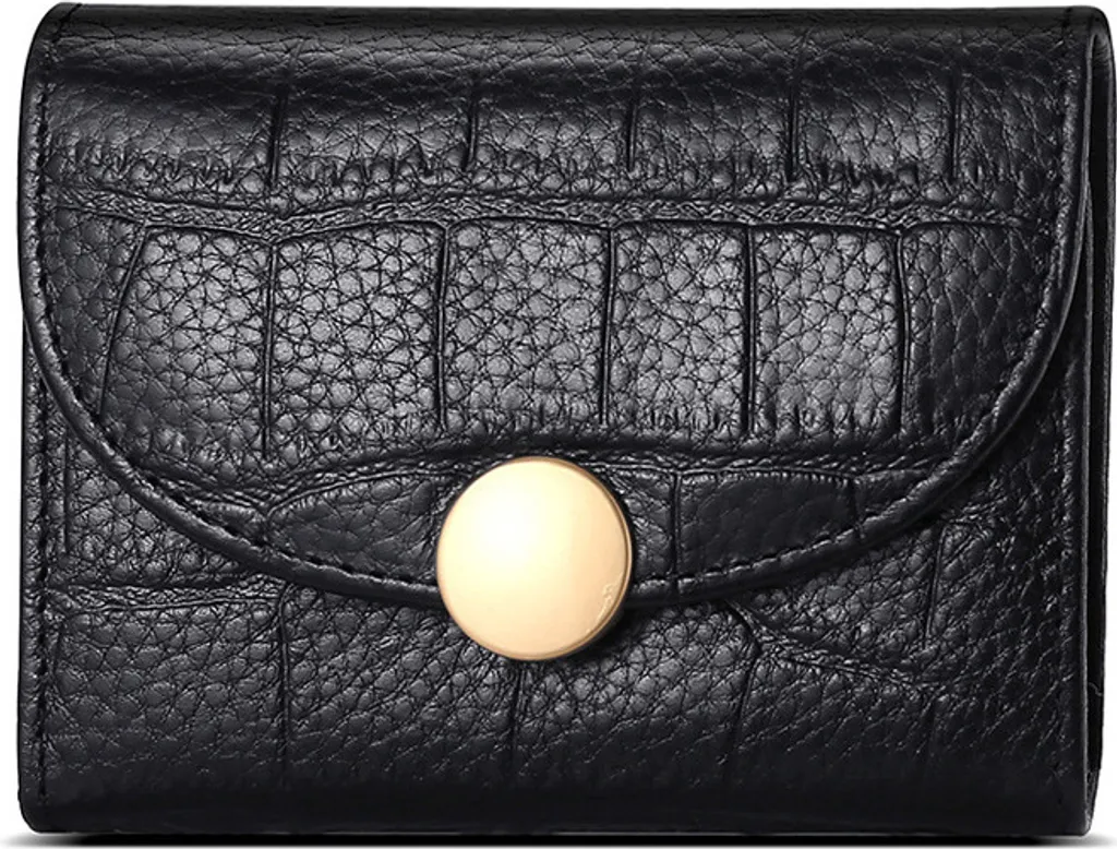 INF Portafoglio da donna in vera pelle con protezione RFID Nero