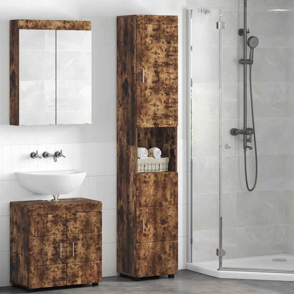 Maison Exclusive - Set di mobili da bagno TULUM Rovere affumicato Materiale ligneo