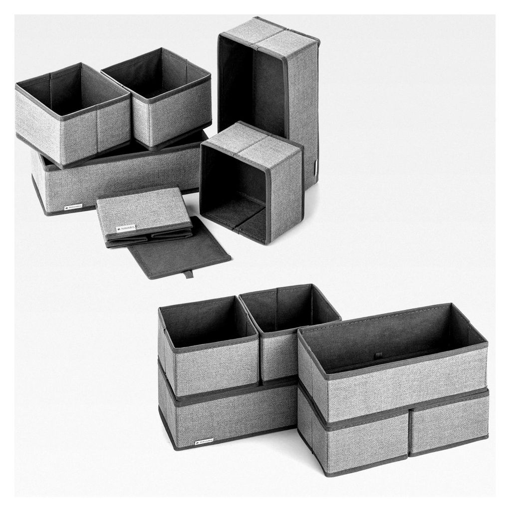 Aufbewahrungsboxen Organizer Ordnungssystem Stoffboxen - 12 Stück in verschiedenen Größen - für Kleiderschrank und Schubladen - faltbar