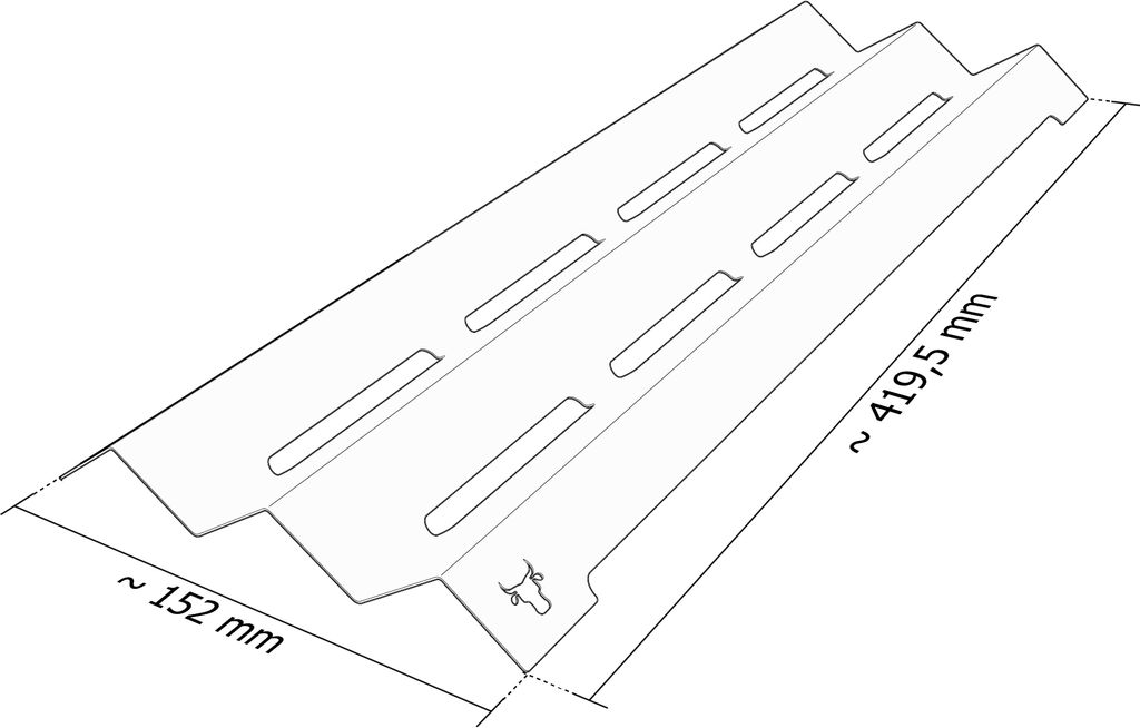 Gasgrill Brennerabdeckung Edelstahl passend für alle Napoleon LEX485 605 730, Farbe:4er Set Matt Bulle