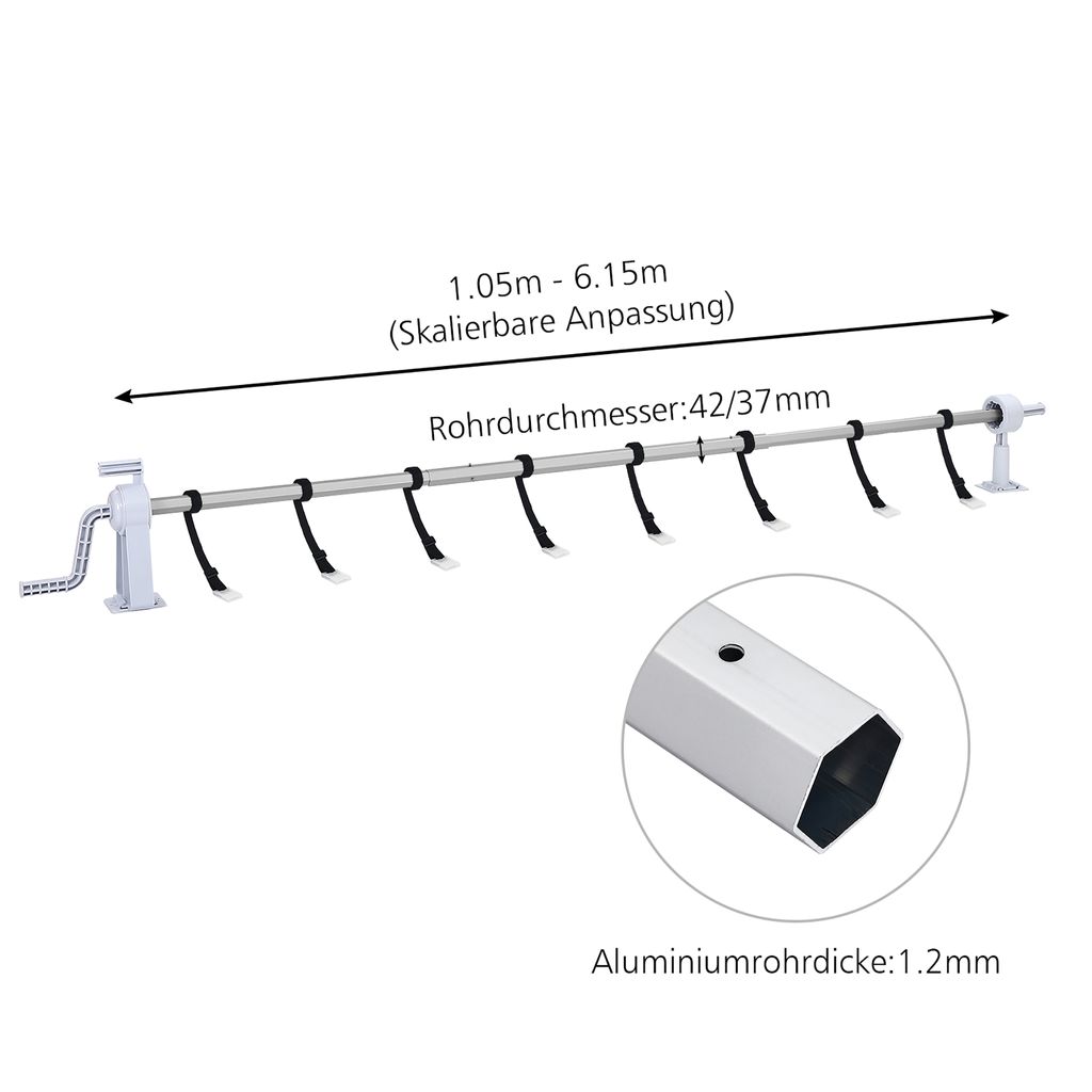 VEVOR Poolfolienaufroller Aluminiumlegierung Pool Aufroller 6008x575x620mm  Poolabdeckung 5 Sektionen Aufrollvorrichtung Plane 40kg Gewichtskapazität