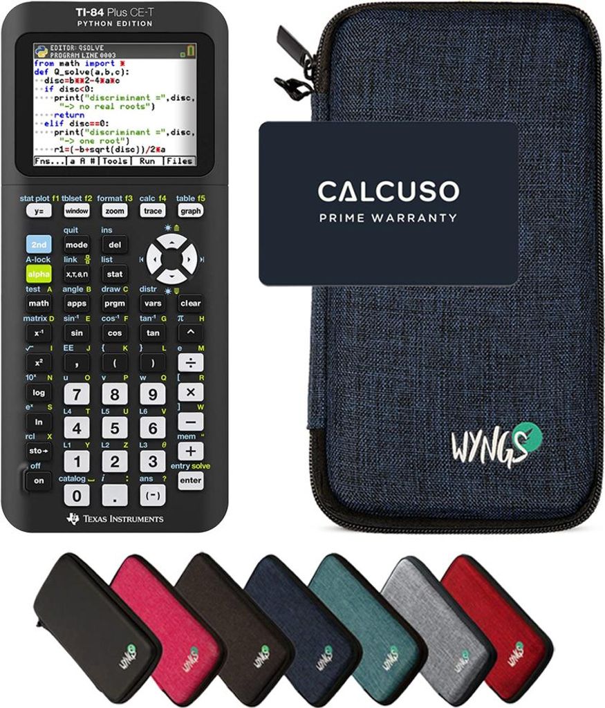 TI-84 Plus CE-T Python Edition inkl. WYNGS Schutztasche Blau - Grafikrechner - Basic Set