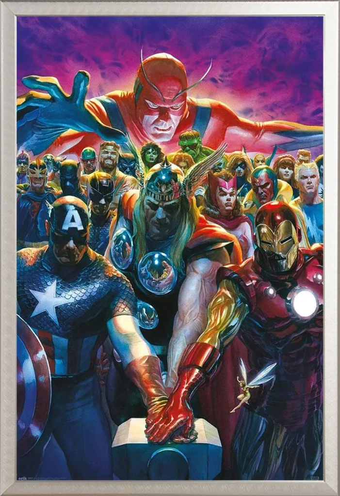 Quadro Avengers Alex Ross Moderno | Cornice Argento Shinsuke 61x91,5