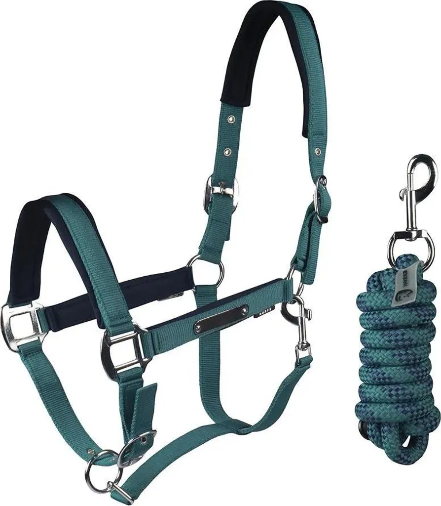 Licol Horka Classic Delight Vert/Bleu Extra Full avec Longe de 2m