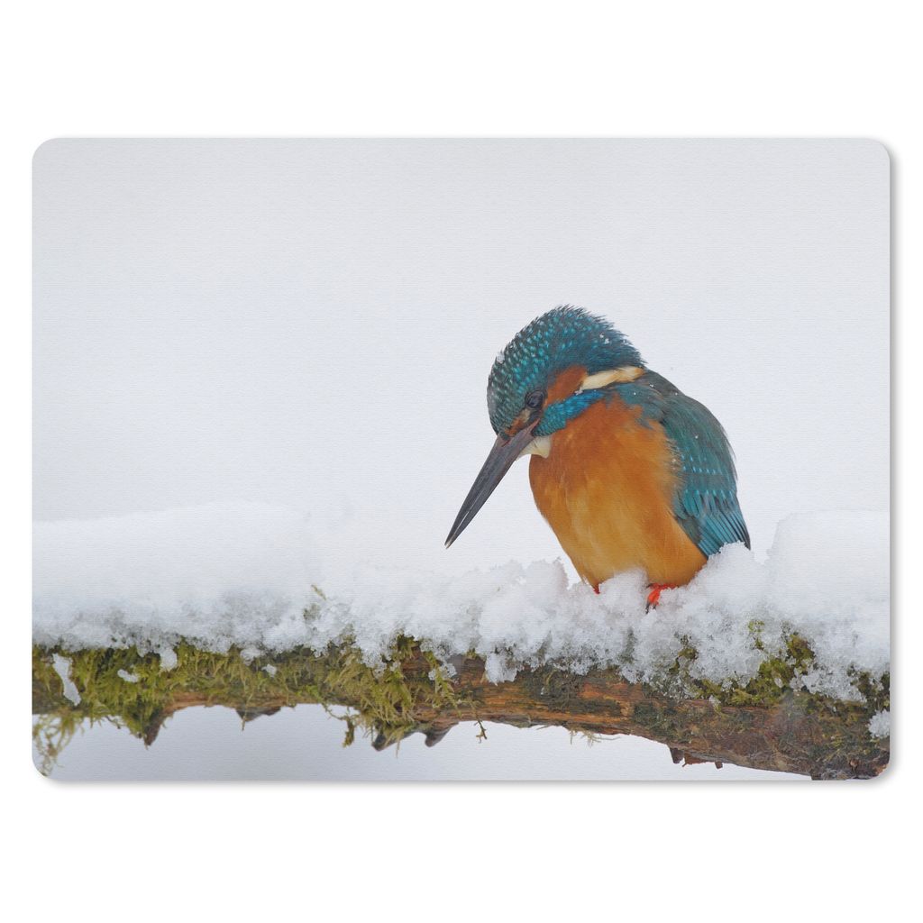 MuchoWow Mauspad Mousepad Eisvogel - Schnee - Winter 23x19 cm - Mousepads - Maus Mat - Pad - Mausunterlage - Schreibtischunterlage - Mauspad