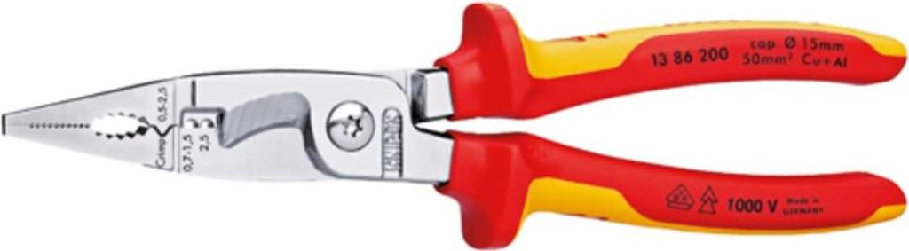 Knipex 139-6200 VDE-Installationszange mit Öffnungsfeder Produktbild