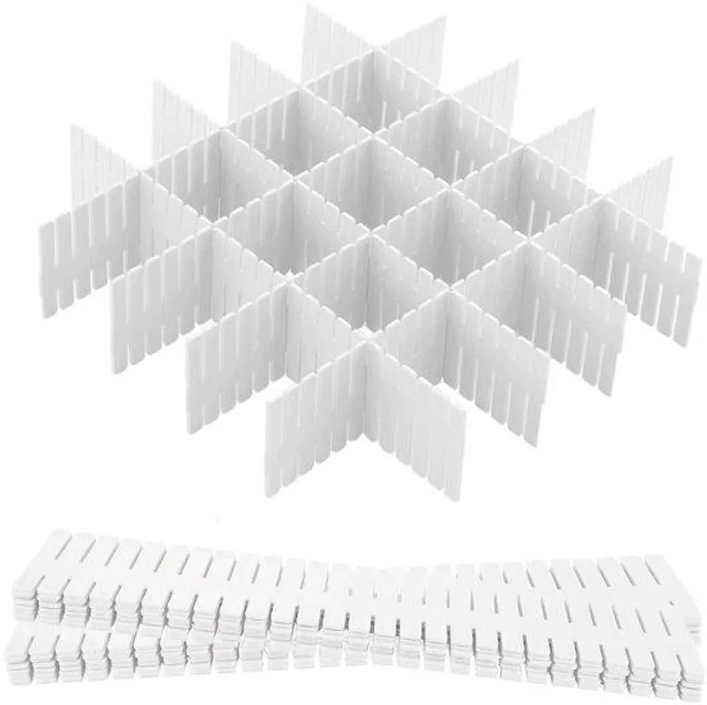 Rangement sous-vêtements et accessoires : lot 12 séparateurs blancs 32x7cm