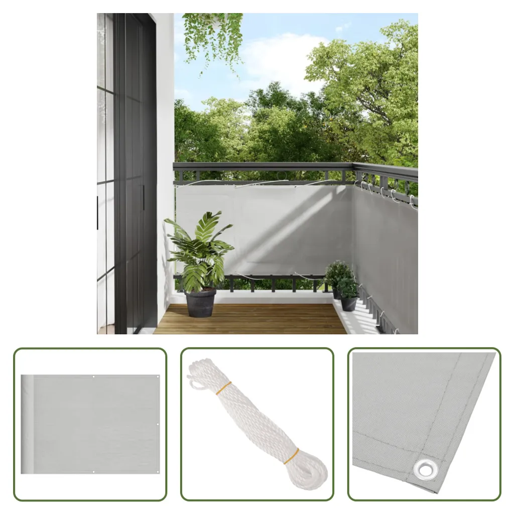 The Living Store Paravento per balcone grigio chiaro 75x400 cm 100% poliestere Oxford
