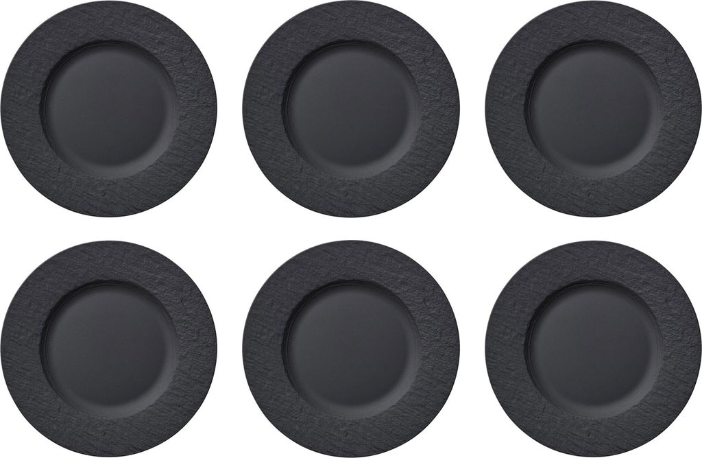 Villeroy & Boch MANUFACTURE ROCK Frühstücksteller 22cm 6er Set schwarz grau
