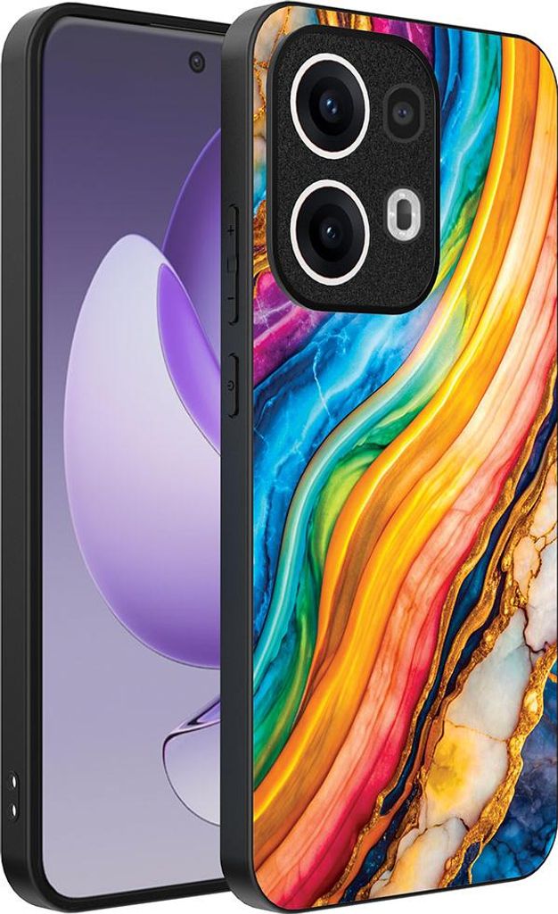 Smartphonica Telefon Fall geeignet für Oppo Reno 13 Pro mit Regenbogen Gold Marmor Print - TPU Backcover Fall Regenbogen Gold Marmor Design