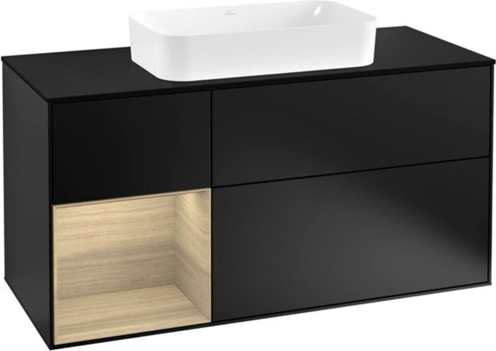 V&B Waschtischunterschrank Finion 120cm, Pl b m, Reg li Oa ven, bla m Lac