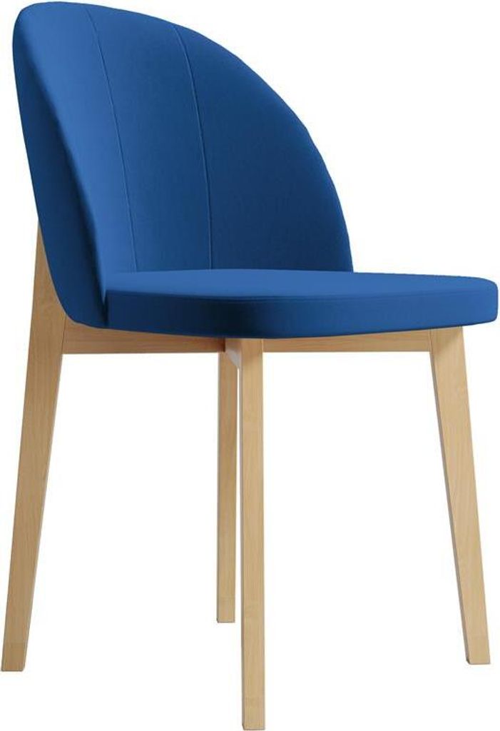 Stuhl Luxor II mit Holzbeine, Polsterstuhl im modernes Design für Esszimmer (Stoff: riviera 81 - blau, Beinfarbe: Buche)