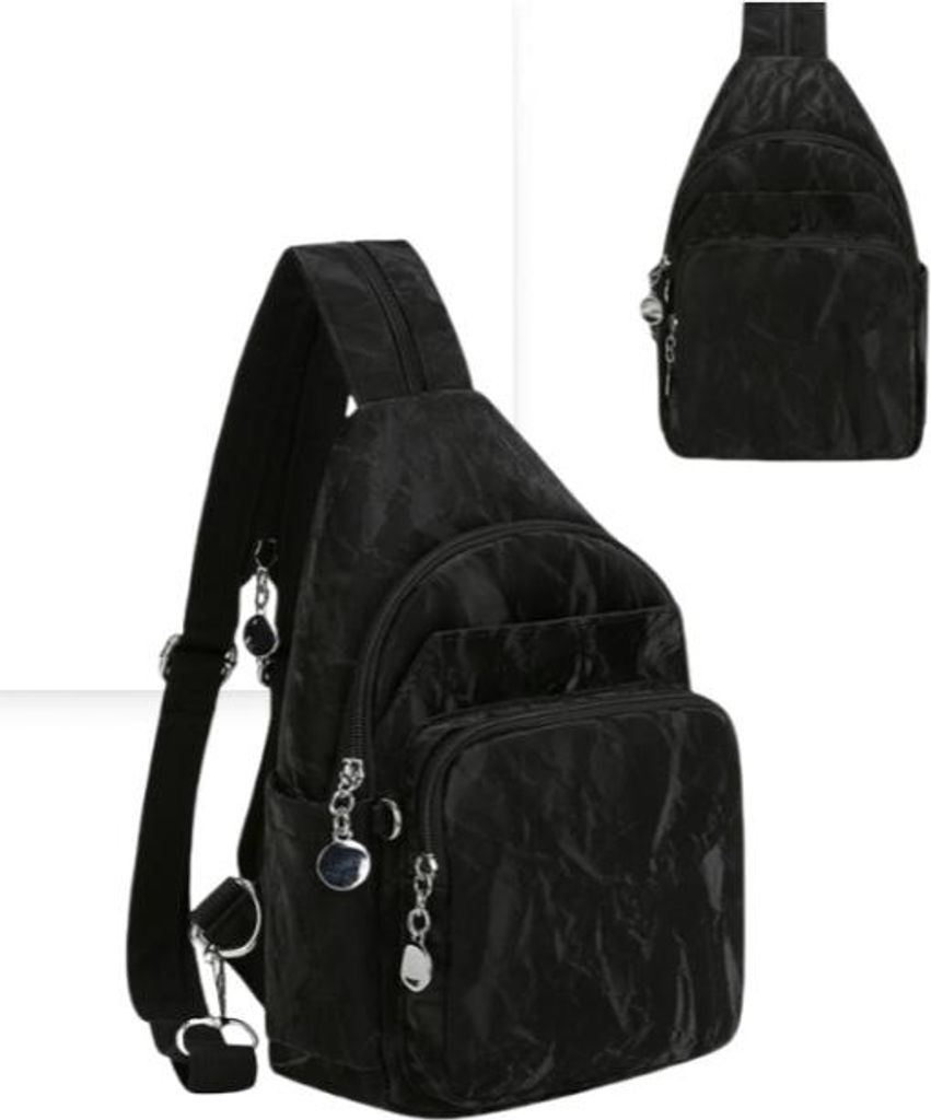 INF Stylischer Damen Oxford Stoff Kleiner Rucksack Diebstahlsicheres Design Schwarz