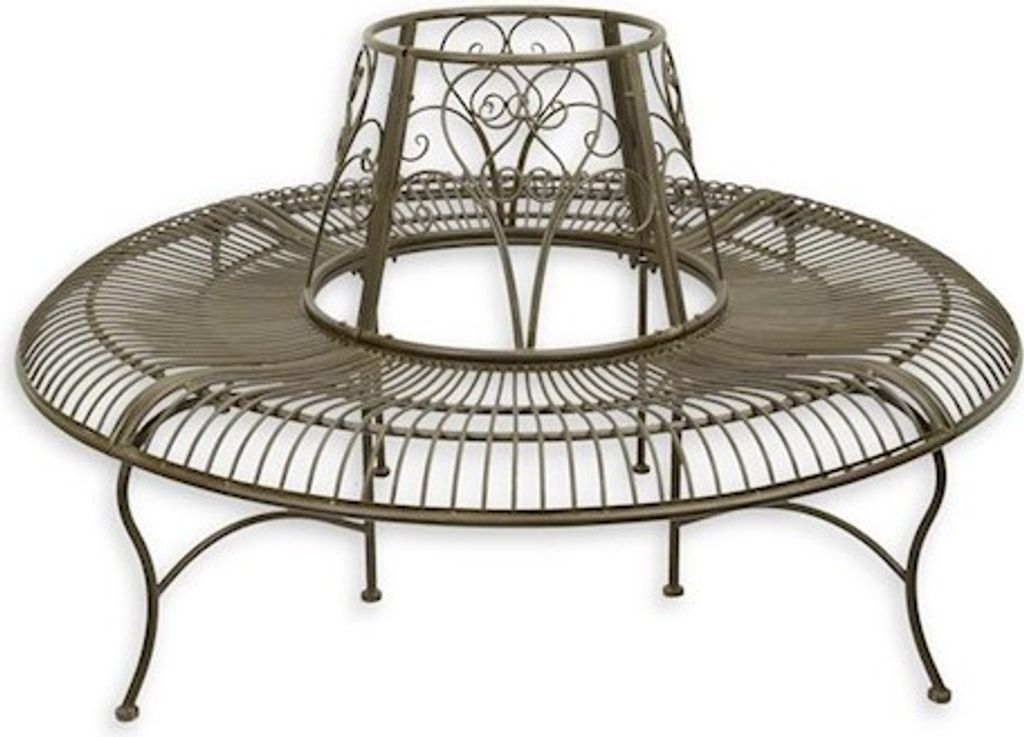 Gartenbank Baumbank Bank rund Baum braun Vintage-Stil 150,5 x 78 cm