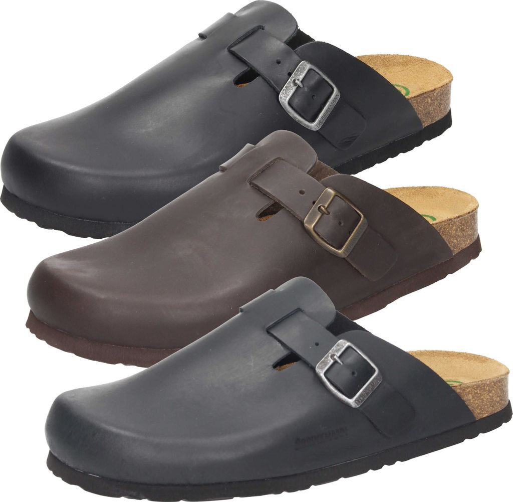 Dr. Brinkmann Herren Clogs Leder Pantoletten 600389, Größe:47 EU, Farbe:Blau