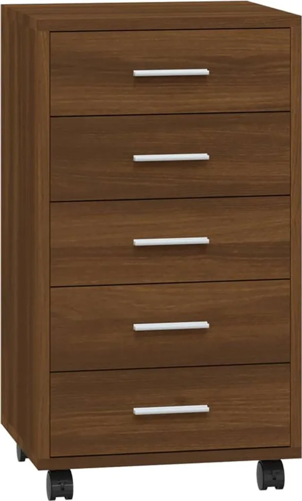 vidaXL Cassettiera con Rotelle Rovere Marrone: Organizer Legno Multiuso