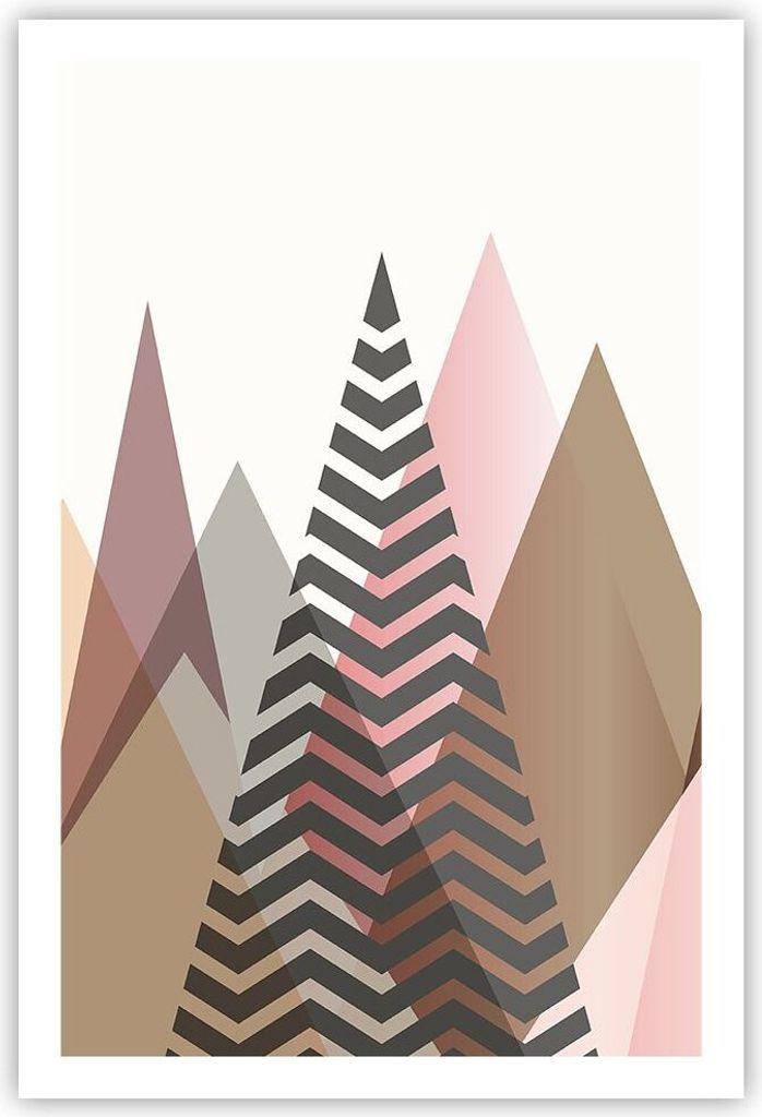 Poster - Poster ohne Rahmen - Berge Dreiecke Abstraktion - 61x91,5 cm - Wand Bild - Wanddeko - Wandbilder - Kunstposter - Wandposter - Bilder - Kun...