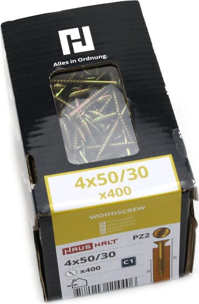 400x Holzschrauben Schrauben 4 x 50 mm Spanplattenschrauben Kreuzschlitz PZ2