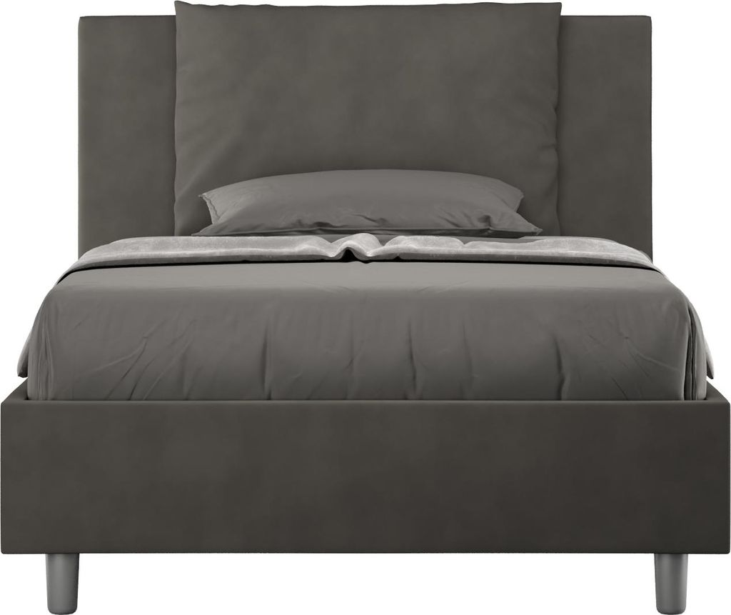 ITYHOME - Gepolstertes Bett mit Bettkasten 120x200 mit Mikrofaserbezug Grau Antea