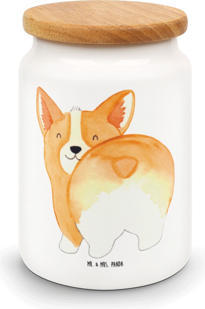 Mr. & Mrs. Panda Dose Corgi Po - Weiß - Geschenk, Hund, Corgie, Motivation, behälter, Lebensmittelbehälter, Frischhaltedose, Kaffeedose, Sprüch...