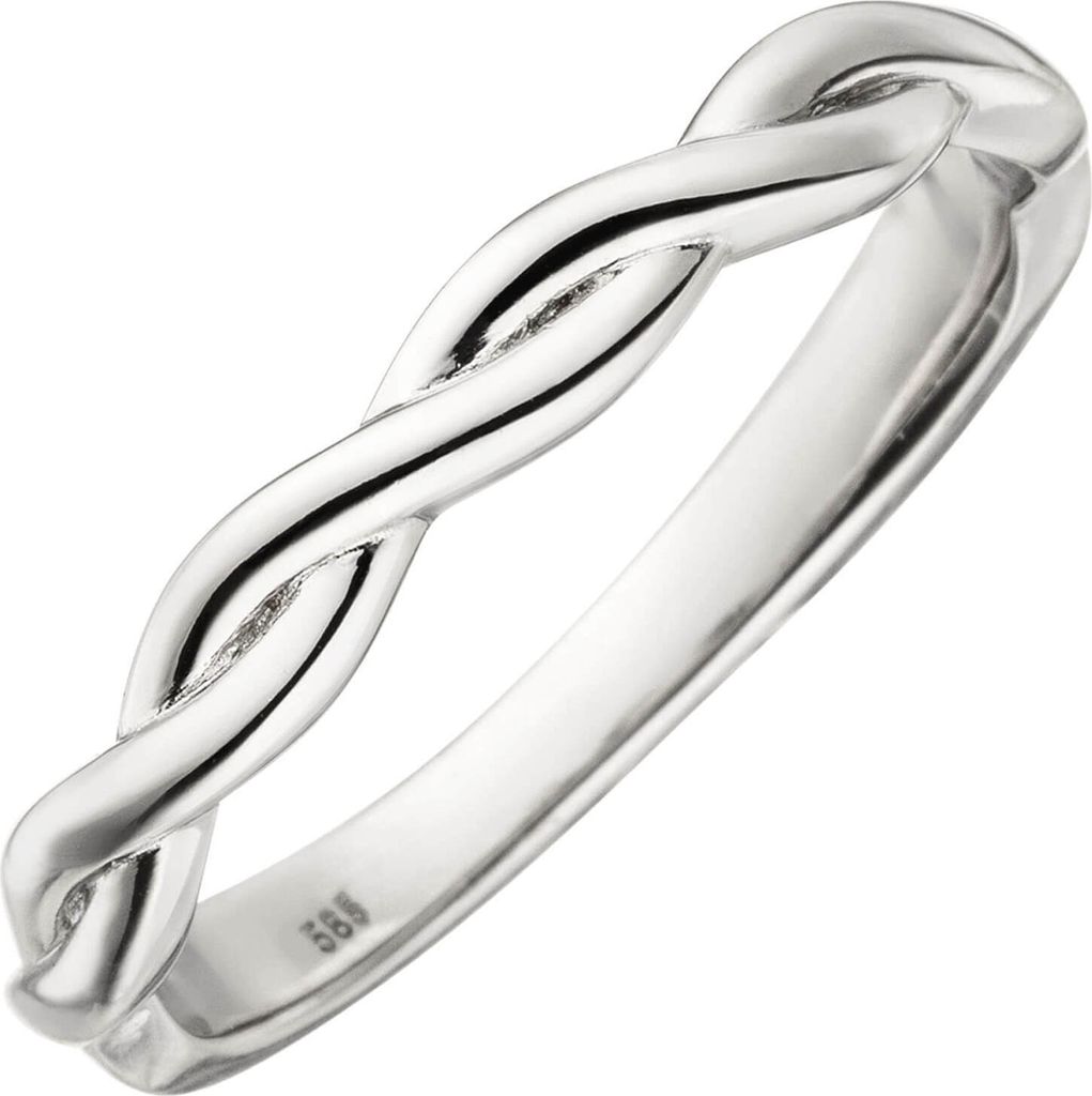 Ring Damenring 2-reihig geflochten 585 Gold Weißgold Goldring Fingerschmuck Innenumfang 50mm Ø15.9mm