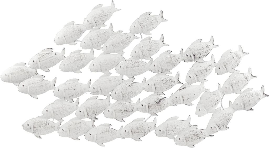 Wandobjekt Wandbild Wanddeko Fischschwarm grau Eisen L 97 Produktbild 3