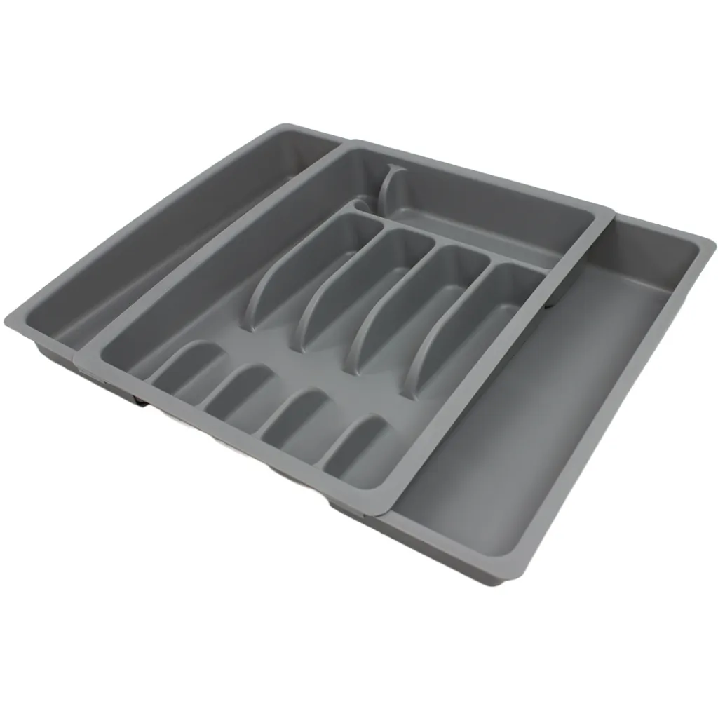 Bac à couverts extensible gris 5 compartiments pour meuble camping