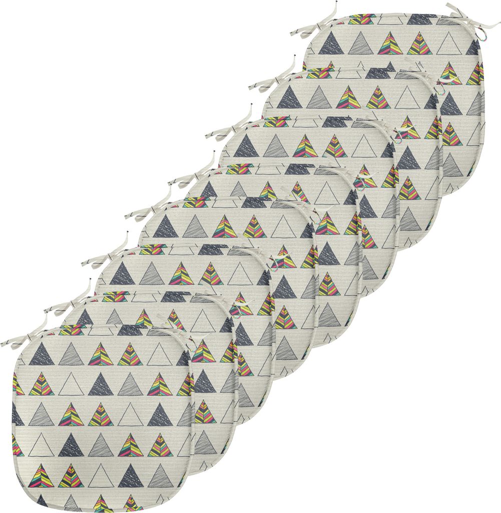 ABAKUHAUS Geometrisch Polster für Esszimmerstühle, Abstrakt Dreieck, Dekoratives wasserfestes Kissen mit Riemen für Küchensitze, 40 cm x 40 cm-...