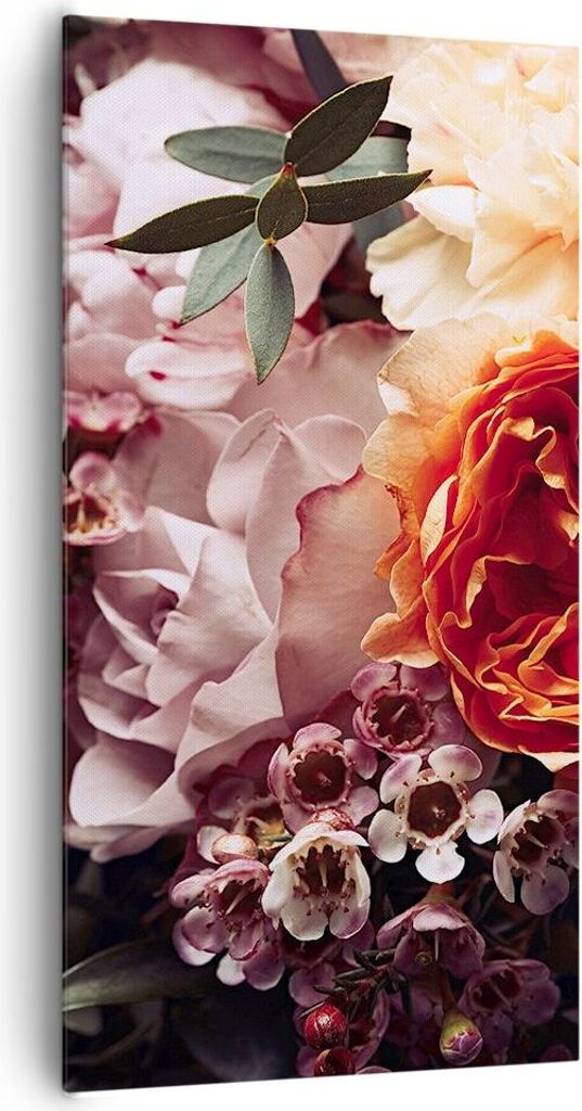 Bild auf Leinwand - Leinwandbild - Einteilig - Blumen Getreide Rosen - 65x120cm - Wand Bild - Wanddeko - Wandbilder - Leinwanddruck - Bilder - Wand...